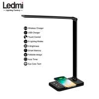 Multifunctional Fast Wireless Charger LED Desk Lamp , 5 Lighting Modes Reading student desk lamp with USB Charging Port